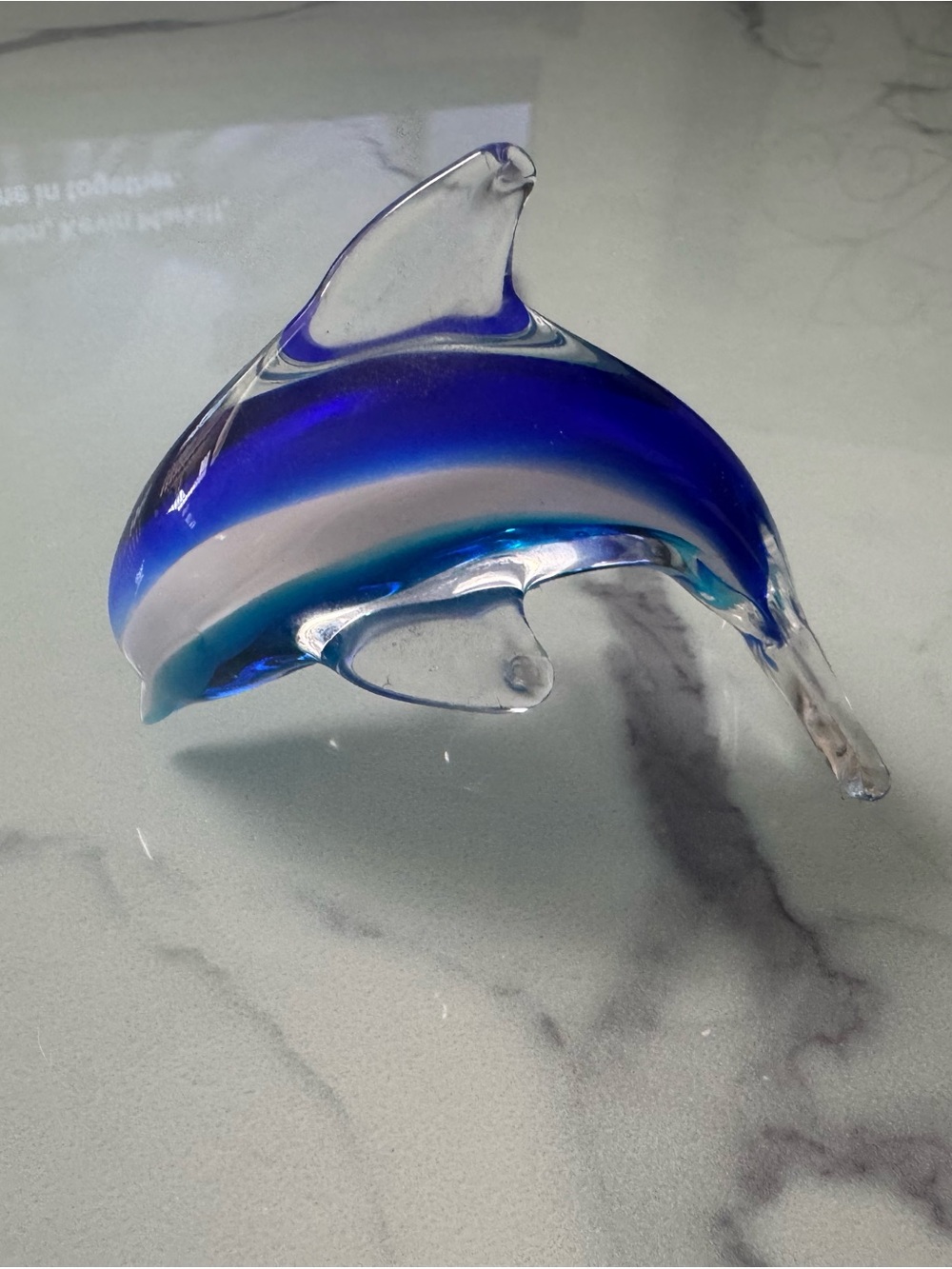 Sea World Blown Glass Dolphin Figurine in Blue and Teal
